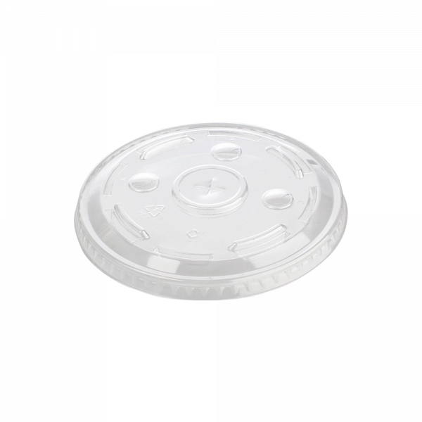 PLASTIC PET LID 98 MM FLAT LID - CROSS CLEAR